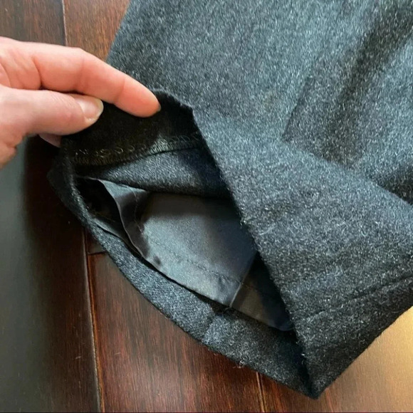 Vintage Wool Trousers High Waisted Pleated Pants Lined Charcoal Grey Size 8 - Picture 14 of 16